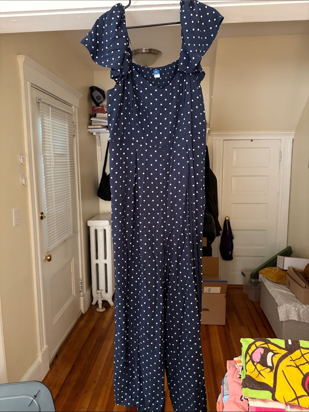 Old Navy Navy Blue Polka Dot Jumpsuit
